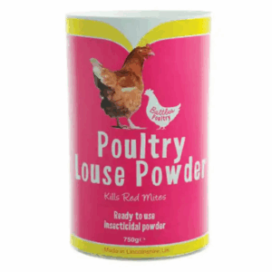 Battles Poultry Louse Powder is a ready-to-use insecticidal powder for use in animal housing and chicken coops to eradicate red mite, fleas and poultry lice. 750g shaker tube.

DO NOT APPLY DIRECTLY TO THE BIRDS OR ANIMALS, ONLY USE IN THEIR HOUSING & BEDDING.

Contains Permethrin 0.49%w/w. Effective against all poultry mites, lice and fleas. Use only in accordance with the directions on the label.  The use of gloves and a dustmask is advised.

Apply liberally to bedding and housing used by infested birds. Use approximately every two weeks when mites are present, less frequently as a preventative. It is a rapid-kill powder with sustained residual activity.

Use in conjunction with Battles Red Mite Powder, which can be applied to the birds.