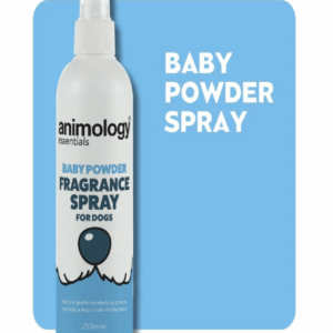 Baby Powder Spray by Animology Essentials, is a refreshing & deodorising spray designed to help keep your pooch smelling fresher for longer.

Suitable for use on all coat types
Built-in conditioner
Baby Powder scented
Mild spray which is suitable for all breeds from 6 weeks old.
Simply spray on to your dog’s coat, groom through and leave.

Baby Powder is part of the Animology Essentials budget friendly range. Use alongside Baby Powder shampoo to achieve a fresher smelling coat.