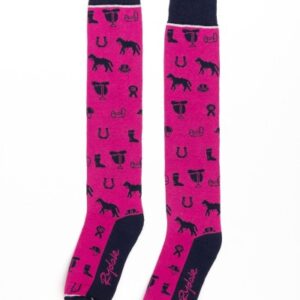 Rydale Ladies Horse Print Knee Length Socks Bonbon
