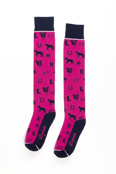 Rydale Ladies Horse Print Knee Length Socks Bonbon