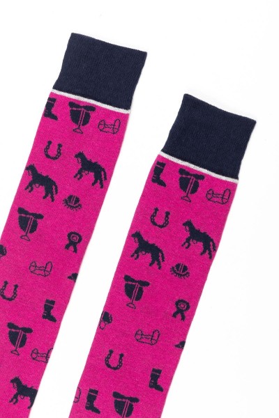 Rydale Ladies Horse Print Knee Length Socks Bonbon - Image 3