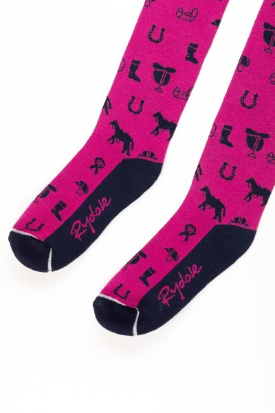 Rydale Ladies Horse Print Knee Length Socks Bonbon - Image 4