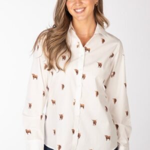 Rydale Ladies Printed Shirt Wistow II Highland Cow