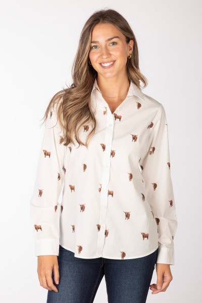 Rydale Ladies Printed Shirt Wistow II Highland Cow