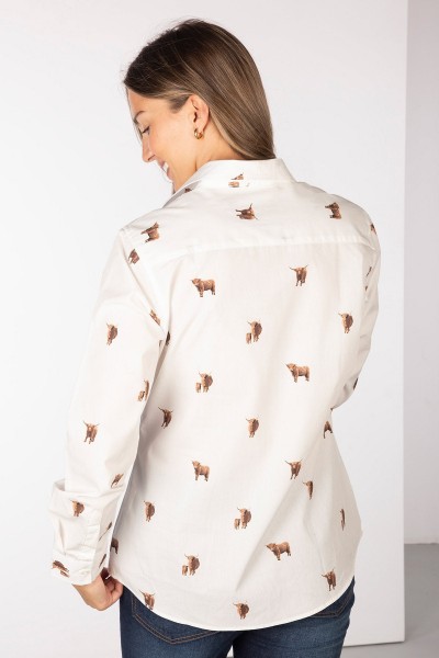 Rydale Ladies Printed Shirt Wistow II Highland Cow - Image 3