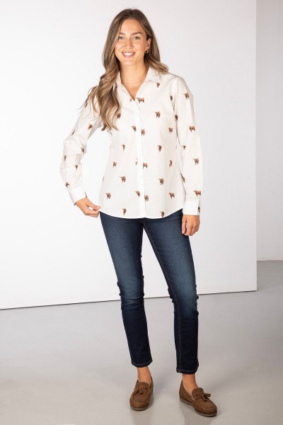 Rydale Ladies Printed Shirt Wistow II Highland Cow - Image 4