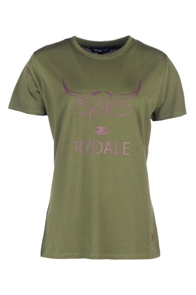Rydale Ladies Highland Cow T-Shirt- Kirby- Olive
