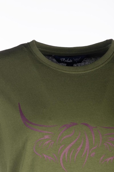 Rydale Ladies Highland Cow T-Shirt- Kirby- Olive - Image 5