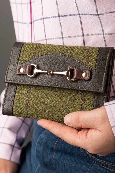 Rydale Ladies Trifold Purse Helmsley Dark Green Tweed - Image 3