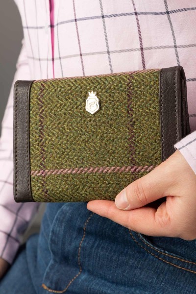 Rydale Ladies Trifold Purse Helmsley Dark Green Tweed - Image 4