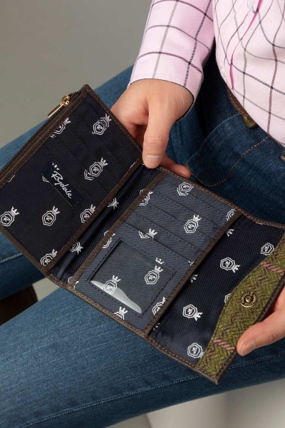 Rydale Ladies Trifold Purse Helmsley Dark Green Tweed - Image 5