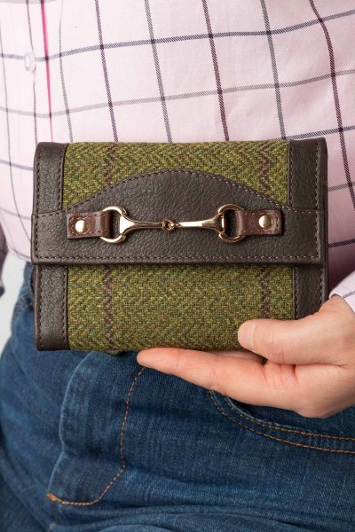 Rydale Ladies Trifold Purse Helmsley Dark Green Tweed - Image 6