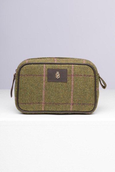 Rydale Large Tweed Makeup Bag Helmsley Dark Green