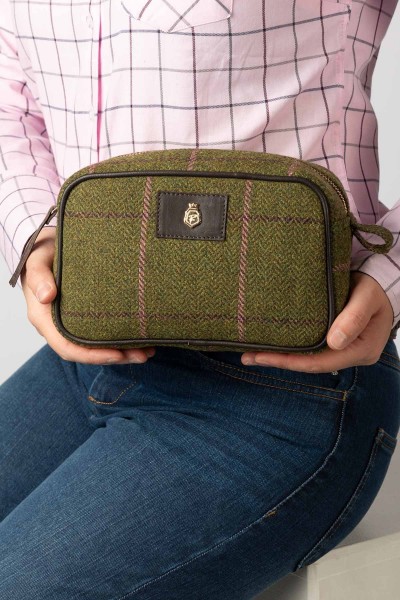 Rydale Large Tweed Makeup Bag Helmsley Dark Green - Image 3
