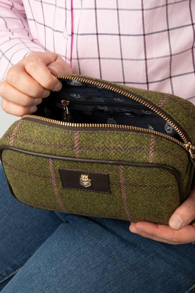 Rydale Large Tweed Makeup Bag Helmsley Dark Green - Image 4