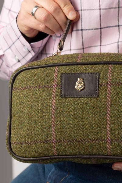 Rydale Large Tweed Makeup Bag Helmsley Dark Green - Image 5