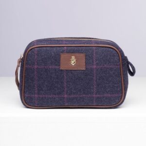 Rydale Large Tweed Makeup Bag Helmsley Navy
