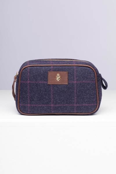 Rydale Large Tweed Makeup Bag Helmsley Navy