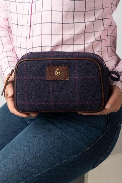 Rydale Large Tweed Makeup Bag Helmsley Navy - Image 3