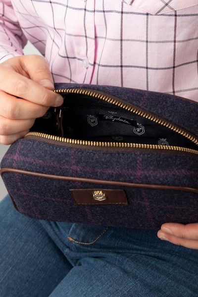 Rydale Large Tweed Makeup Bag Helmsley Navy - Image 5