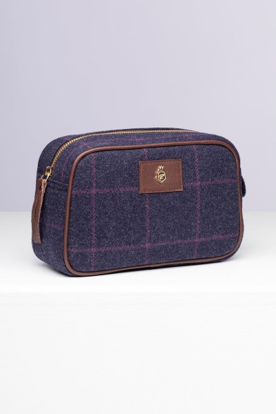 Rydale Large Tweed Makeup Bag Helmsley Navy - Image 7